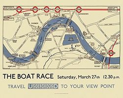 Transporte de Londres Carrera de Barco Mapa Lienzo Impresiones, Multicolor, 40 x 50 cm