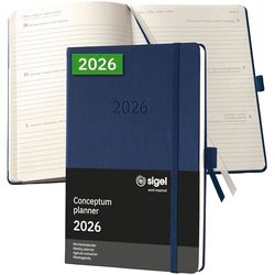 SIGEL C2662 Wochenkalender Conceptum 2026, ca. A5, dunkelblau: Agenda Conceptum, Classic, Hardcover