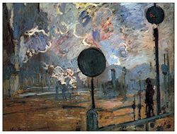 ArtPlaza Monet Claude-Outside Station Saint-Lazare, The Signal, dekorativ panele, trä, flerfärgad, 80 x 1,8 x 60 cm