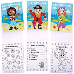 Baker Ross FC905 Pirate Mini Activity Books for Kids - Pack of 12, Entertaining Travel Activities, Party Favours, and Colouring Books for Children