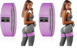 PORTENTUM 1 unità forte di bande elastiche per muscolazione, Bande elastiche Fitness antiscivolo in tessuto per Crossfit, Yoga, Glutei e altri sport. Include video. (Confezione da 2)