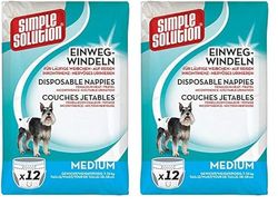 Simple Solution Couches Jetables pour Chiens Taille Moyenne - 12 Pièces (Lot de 2)