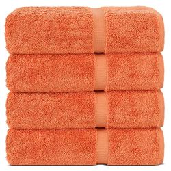Chakir Turkish Linens | Hotel & Spa Quality 100% Cotton Premium Turkish Towels | Soft & Absorbent (4-Piece Bath Towels, Coral)