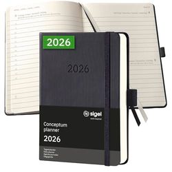 SIGEL C2611 Tageskalender Conceptum 2026, ca. A6, schwarz: Agenda Conceptum, Classic, Hardcover