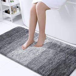 OLANLY Tapis de Salle de Bain 119,4 x 61 cm en Microfibre Extra Douce et absorbante, antidérapant, Pelucheux, Lavage en Machine, Tapis de Bain pour Salle de Bain, Baignoire et Douche, Gris