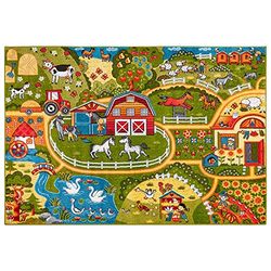 Hanse Home Design kindertapijt Farm Living (160x230 cm, zachte pool, krachtige kleuren, ideaal voor kinderkamer, speelonderlegger, duurzaam en onderhoudsvriendelijk, dieren, boerderij) groen bont