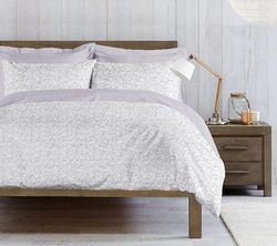 Homemania Mandy Set, Natura, Double, with Duvet Cover, Pillowcase for Bed, White, Purple, Cotton, 250 x 200 cm