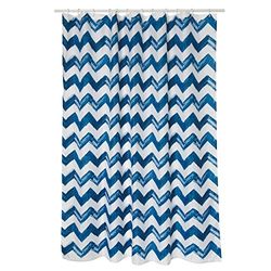 MSV, Rideau de Douche en Polyester de Qualité Premium, Design Le Cap, Idéal pour Salle de Bain, Résistant à l'eau, Dimensions 180x200 cm, Couleur Bleu & Blanc