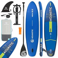 AQUASTIC Perth Paddleboard 10'8" - SUP-set met 42 x 23 x 92 cm rugzak, 3 handgrepen, kajakzitting, 3 mm EVA-schuim, 22 inch ballast, 300 cm riem en reparatieset