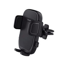 Trust Runo Telefoonhouder voor in de Auto, Air Vent Phone Mount, Stevige Pasvorm, Quick Release-knop, Rubberen Achterklem, Draaibare Houder Compatibel met iPhone, Samsung, andere 55-100 mm - Zwart
