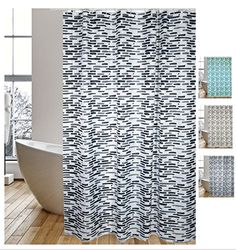 MSV Rideau de Douche Polyester LOFT 180x200cm QUALITÉ Premium Gris - Anneaux Inclus