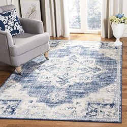 Safavieh Tapis Traditionnel pour Salon, Salle à Manger, Chambre à Coucher - Collection Brentwood - Poils Courts - Ivoire et Bleu Marine - 160 x 229 cm