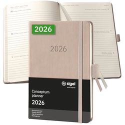 SIGEL C2661 Wochenkalender Conceptum 2026, ca. A6, taupe: Agenda Conceptum, Classic, Hardcover