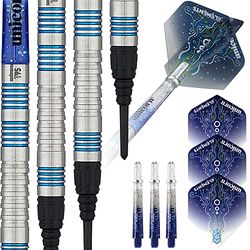 Unicorn Soft Tip Darts Set | Core XL T95 Series Style 2 | 95% Tungsten Barrels with Blue Accents | 20 g