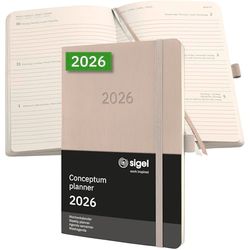 SIGEL C2630 Weekly planner Conceptum 2026-1 year - approx. A5 - taupe - 2 pages = 1 week - softcover - 80 gsm - 192 p. - PEFC-certified