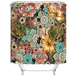 KONAMO Tenda da doccia colorata in stile bohémien, floreale, mandala, bohémien, etnica, in tessuto, decorazione per il bagno, 180 x 180 cm