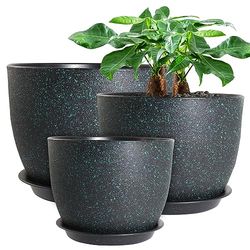 UOUZ 12/10/9 grandi vasi moderni con fori di drenaggio per piante da interno e fiori, nero con puntini verdi