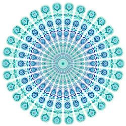 Miracle Home Mandala/Paréo Multi 305, 100% Coton, Turquoise, 180 RD