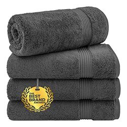 Cotton Paradise Lot de 4 Serviettes de Bain Turques 100% Coton, en Peluche Douce, pour Salle de Bain, Gris foncé