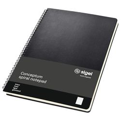 SIGEL CO821 Cuaderno espiral, 23.6 x 30.1 cm, a líneas, Hardcover, negro, Conceptum