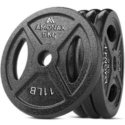 Amonax Halterschijvenset Gietijzeren, 2,5 Kg, 5 Kg, 10 Kg Halterplaten Voor 1 & 2 Inch Olympische Halterschijven, Metalen Halterplaten Voor Gewichtheffen, Stalen Halterschijven