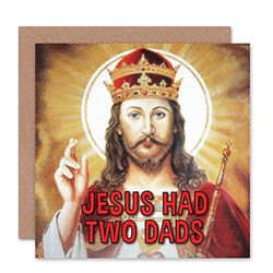 Wee Blue Coo Karta bożonarodzeniowa Boże Narodzenie MERRY Jezus dwoje ojców zabawny prezent