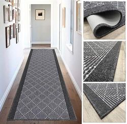 Tadi & Imperio1979 Tapis Long antidérapant pour Couloir, Cuisine, entrées de Couleurs Taupe et Anthracite, Lavable en Machine et à la Main.