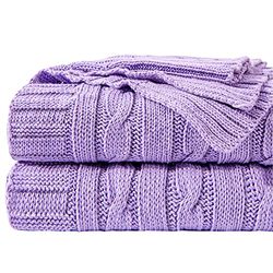 NTBAY Coperta in 100% puro cotone (68 x 90) lavorata a maglia, super morbida e calda, per letto, divano, sedia, divano, extra accogliente, lavabile in lavatrice, comoda decorazione per la casa,