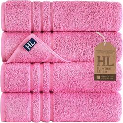 Hawmam Linen Pink Bath Towels 4 Pack Soft and Absorbent, Premium Quality Perfect for Daily Use 100% Cotton Towel 600 GSM