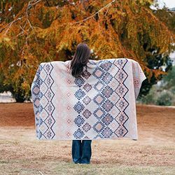 ACUSHLA Couverture de Camping en Laine mérinos – Chaude, épaisse et Lavable pour Grand lit, canapé, Camping, extérieur, terrasse, Toutes Saisons, scandinave, Gris, 190 x 160 cm