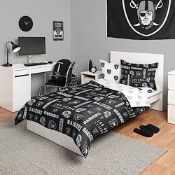 Foco Las Vegas Raiders - Juego de Cama de 5 Unidades (edredón, Parte Superior, sábana encimera y 2 Fundas) - Individual