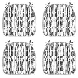 LVTXIII Outdoor Seat Cushions Set of 4 Patio Chair Pads with Ties, All Weather Chair Cushions for Home Office and Patio Garden Furniture Decoration D16” x W17” x H2, Herringbone Black White