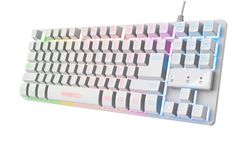 Trust Gaming GXT 833W Thado Tastiera Gaming TKL Layout Italiano QWERTY, Design Compatto più Piccolo del 20%, Anti-Ghosting, 69% Plastica Riciclata, LED Keyboard USB per PC/Laptop - Bianco