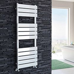 iBathUK | 1200 x 450 White Flat Panel Heated Towel Rail Bathroom Radiator