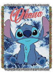 Lilo & Stitch Throw Blanket, 48" x 60", Multi Color, 100% polyester, Tapis mural tissé au point de shibori., Standard