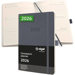 SIGEL C2636 Wochenkalender Conceptum 2026, ca. A5, dunkelgrau: Agenda Conceptum, Classic, Softcover