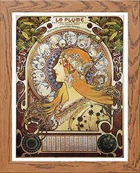 Lumartos, Vintage Poster Alphonse Mucha La Plumezodiac 1896, Wood, A3