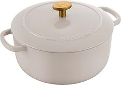 BALLARINI Bellamonte Casserole Dish, Roasting Dish, Dutch Oven, Enamelled Cast Iron, Round, 20 cm, 2.5 L, Ivory White