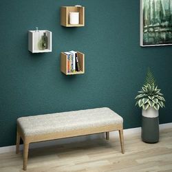 Homemania Santa Rek, boekenkast, kubus, voor muur, eiken, wit, hout, 25 x 25 x 25 cm