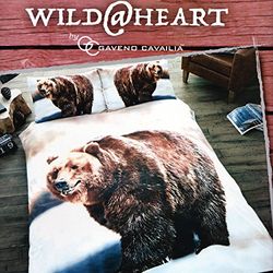 Gaveno Cavailia WILDLIFE 3D BEAR säng set med påslakan och kuddfodral, polyester bomull, multi, dubbel Single flerfärgad