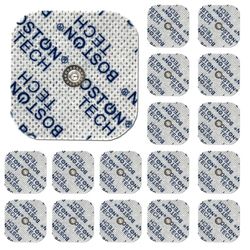 Boston Tech Electrodos para TENS EMS con Conector Botón 3,5 mm Set de 16 Pads 5x5 cm Compatibles Beurer, Vitacontrol | Reutilizables, Óptima Adherencia, Sin Gel Adicional