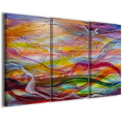 Stampe su Tela Cuadro abstracto exclusivo 042 cuadros modernos 120 x 90 cm en 3 paneles ya enmarcados