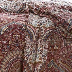 Dreams & Drapes - Couvre-lit jacobéen Marron (230 cm x 200 cm) – Doux au Toucher – Microfibre – Couvre-lit damassé Rouge – Couvre-lit matelassé Persan bohème – Couverture Florale Exotique