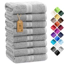 NatureMark Toalhas de mão, algodão, cinzento prateado, conjunto de 8-50 x 100 cm, 8