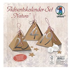 Ursus Natura, 17850001F, adventskalender met materialen voor 24 geschenkdozen, elk ca. 7,7 x 7,7 x 8 cm, van kraftkarton, inclusief stansdelen en koord, om te vullen en cadeau te geven