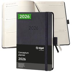 SIGEL C2613 Wochenkalender Conceptum 2026, ca. A6, schwarz: Agenda Conceptum, Classic, Hardcover