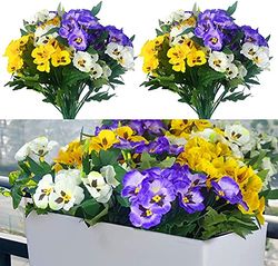 QIANYUN Nepbloemen viooltje kleine wilde bloem madeliefje 6 bundels faux plastic paarse bloemen voor thuis bruiloft keuken tuintafel centerpieces indoor outdoor decor (gemengde kleur)