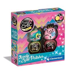 Clementoni Crazy Chic - Lovely Nail Polishes, Set per Manicure per Bambini di 6+ Anni, Kit con Smalti per Unghie Giallo e Rosa a Base d'Acqua, Rimovibili Senza Solventi, Gioco Creativo, 18816