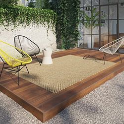 BALTA Utomhusmatta, platt vävd matta, perfekt för utomhusbruk på terrassen eller för vardagsrummet – sovrum, maskinvävd, jutemattseffekt, polypropen, 160 x 230 cm, ljusbrun