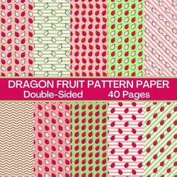 Dragon Fruit Scrapbook Paper 40 Pages 20 Sheets: Double Sided Pattern Paper for Scrapbooking, Card Making, Origami, DIY and More